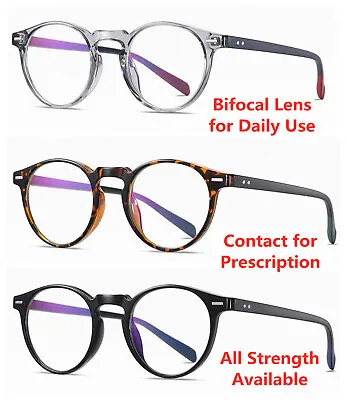 Bifocal Men Women Business Round Acetate Rivet Computer Reading Glass +1.0~+3.0 • £21.59