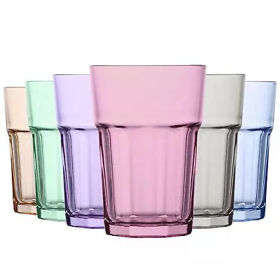 LAV 6x Aras Coloured Highball Glasses Water Juice Cocktail Tumblers 365ml Multi • £16