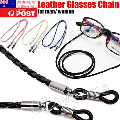 $4.91 • Buy Leather Cord Sunglasses Reading Glasses Spectacles Eyeglass Holder Strap Chain