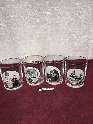 BRAND NEW~NORMAN ROCKWELL The Saturday Evening Post Drinking GLASSES Lot Of 4 • $24.99
