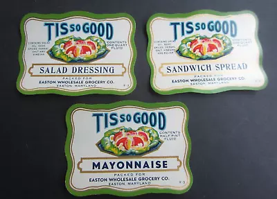 3 Old Vintage 1930's - TIS SO GOOD - Jar LABELS - EASTON Maryland • $7.99