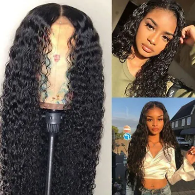 Long Deep Wave Wig 25  Synthetic Curly Wigs For Women Natural Crimps Curls Daily • £12.87