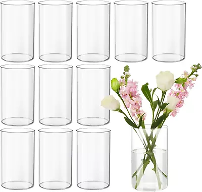 6 Inches Tall Clear Glass Cylinder Vases For CenterpiecesS • £47.74