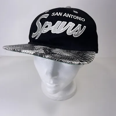 Vintage San Antonio Spurs Snake Skin Script Embroidered SnapBack Hat Snakeskin • $39.99