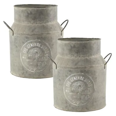 You Garden Pair Of Tin Planters Milk Churn 15cm Planter For Flowers • £24.99