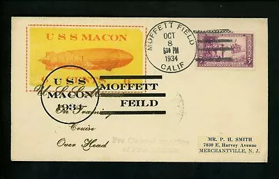 US Postal History Airmail Zeppelin U.S.S. Macon Mellone # 10/8/34-2.1 1934 CA • $49.99