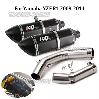 470mm Slip On Baffles Mufflers Exhaust Mid Link Pipe For Yamaha YZF R1 2009-2014 • $288.64