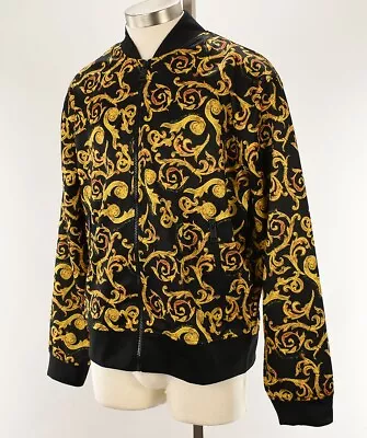 VERSACE JEANS COUTURE Black ACANTHUS Baseball Collar Bomber Jacket MEDIUM NWT • $349.99