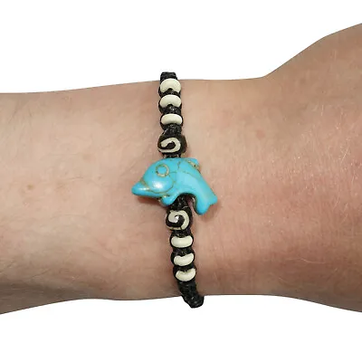 Dolphin Bracelet Beaded Wristband Bangle Mens Womens Boys Girls Ladies Jewellery • £2.99