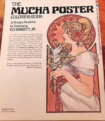 Vintage The Mucha Poster Coloring Book By Ed Sibbett Jr. EXCELLENT Like New! • $24.99