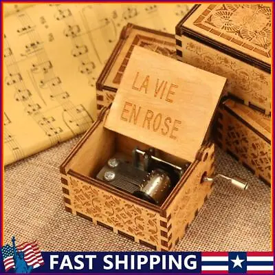 La Vie In Rose Music Box Wooden Small Musical Boxes Cute For Husband Wife Family • £7.62