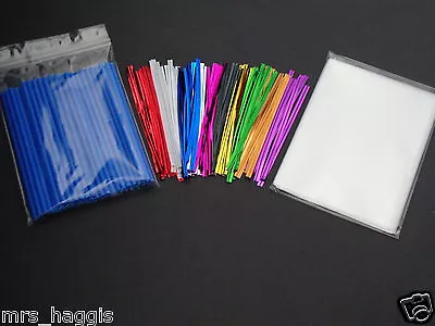 50 X 4.5  Cake Pop Kit Blue Lollipop Sticks Cello Bags & Metallic Twist Ties • £4.99