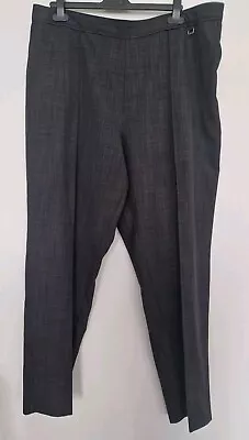 M&S Classic Dark Grey Tailored Ladies Trousers With Elasticated Waist - Size 18 • £6