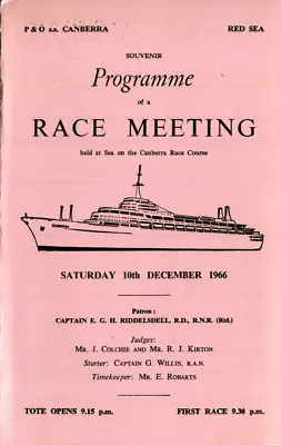P&O Orient Lines SS CANBERRA Red Sea Race Meeting Card December 1966 • £1.45