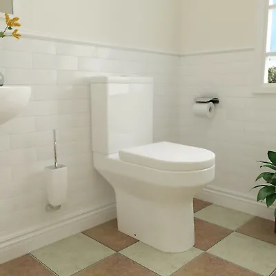 Rimless Toilet Ceramic Close Coupled Soft Close Seat Cistern Bathroom Modern Pan • £138.47