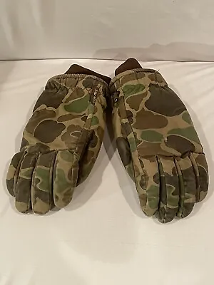 Vtg Thinsulate Gortex Gates Camouflage Winter Gloves Suede Cowhide Men's Med GUC • $25