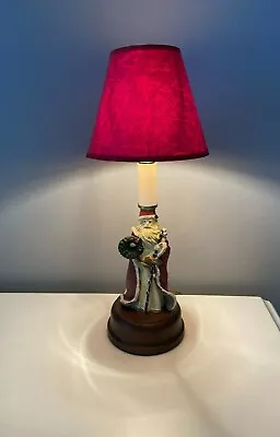 Vintage Santa Electric Candle Lamp With Red Clip Shade 13  Tall Works READ • $26.99