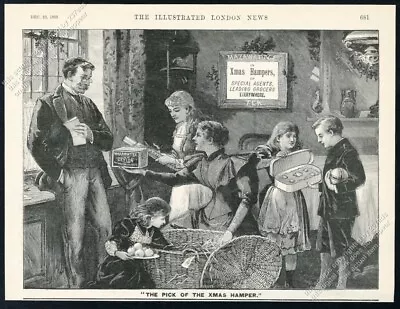 1893 Mazawattee Tea Christmas Hamper Gifts Illustrated Vintage Print Ad • $16.19