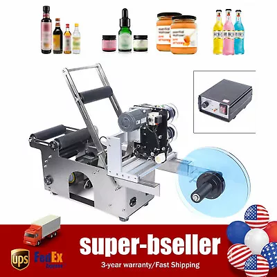 Semi-Automatic Round Bottle Labeling Machine Coding Machine Label Makers Label • $489.25