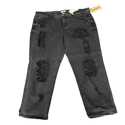 Mudd Jeans Black Denim Women’s 17 Distressed Destructed Crop Black NWT • $16.98