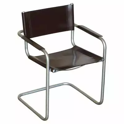 Vintage Stamped B34 Mart Stam 1-06g Marcel Breuer Leather Armchair Made In Italy • £850