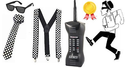 £15.96 • Buy 80's Ska Two Tone Instant Kit Mens Women Tie Glasses Braces And Inflatable Phone