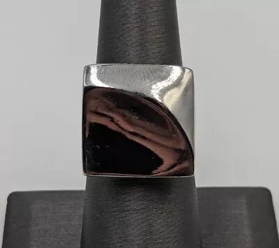 Men's Vintage Sterling Silver Modern Sculpted Square Top Wave Pinky 925 Ring  • $46.99