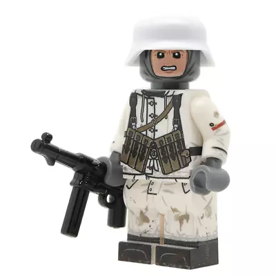 United Bricks WW2 Military Building Minifigure German Winter Soldier MP40 • $40.16