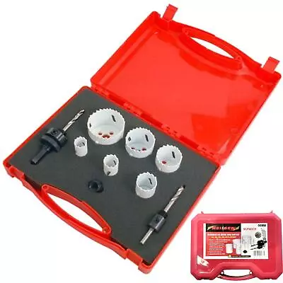 Neilsen 9pc Plumbers Bi-metal Hole Saw Sheet Wood Metal Kit Set 19mm - 57mm • £19.49