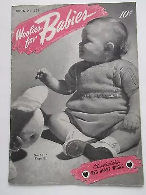 1945 Woolies For Babies Knit Crochet Pattern Book 224 Chadwick's Red Heart Wools • £11.57