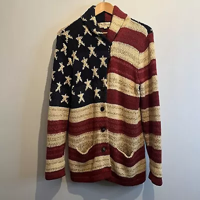 Ralph Lauren Denim & Supply Women’s Cardigan Size XL USA American Flag Shawl • £124.99