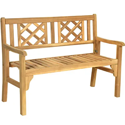 $129.99 • Buy Patio Outdoor Acacia Wood Bench Folding Loveseat Chair Garden Furniture Teak