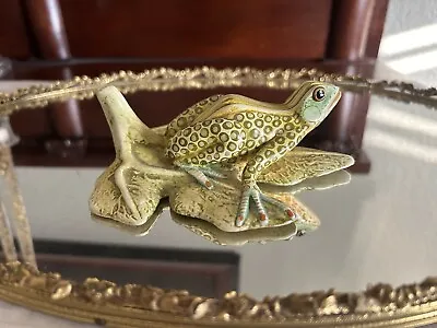 TONALA Vintage Mexican Frog Green Spots Ceramic Pottery Figurine Signed - G.M. • $18.95