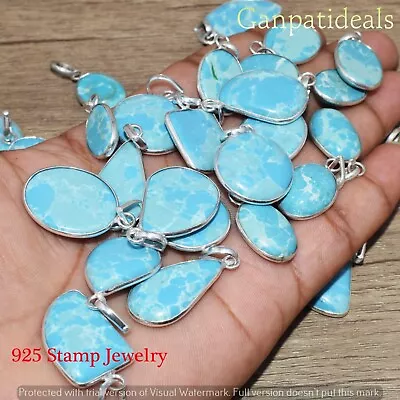 Larimar Gemstone Baby Pendant Wholesale 5pcs Lot 925 Sterling Silver Plated  • $8.54