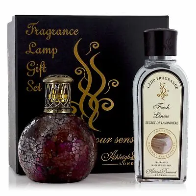 £36.99 • Buy Ashleigh & Burwood Mosaic Rose Bud Lamp & Fresh Linen Home Fragrance Gift Set