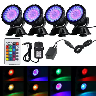 1-4 Lights RGB LED Underwater Spot Light Aquarium Garden Fountain Pond Pool Lamp • £16.80