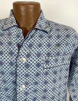 Vintage 70s JC PENNEY Flannel Pajama Top MENS S Medallion Paisley Cotton Preppy • $21.24