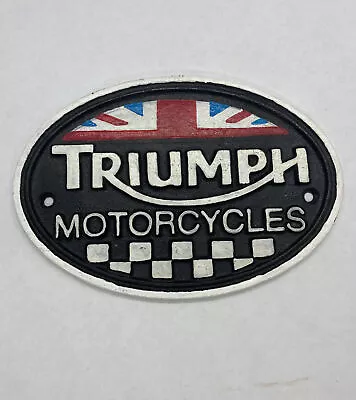 TRIUMPH Motorcycles Oval Cast Iron Sign 5.5”x7.75” Reproduction • $20