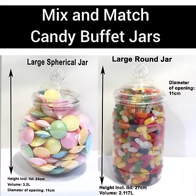 Large Plastic Sweet Jars DIY Candy Sweet Buffet Wedding Party YOU CHOOSE  • £15.79