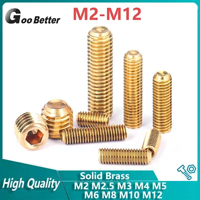 £2.02 • Buy M2 M2.5 M3 M4 M5 M6 M8 M10M12 Brass Cup Point Grub Screws Allen Socket Set Screw