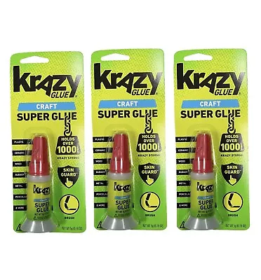 New Lot Of 3 Krazy Glue Craft Super Glue With Brush Tip Instant Bond 0.18 Oz • $13.95