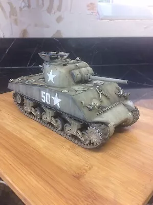 £65 • Buy 1/35 US M4A3 Sherman 1945 Ardenne Model Tank Kit Built And Painted