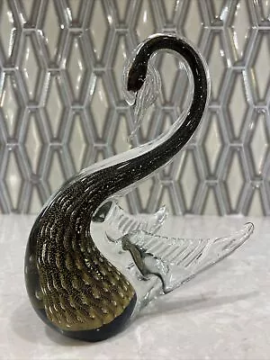 Vintage Murano Italy Art Glass Swan Figurine Gold Infused • $39.99