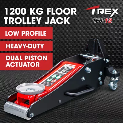 T-REX 1200KG Hydraulic Trolley Floor Jack Low Profile Height Garage Trolly • $204