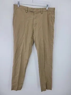 J Crew Pants Mens 32x32 Bowery Brown Slim Fit Flat Front Cotton Stretch Trousers • $18.61