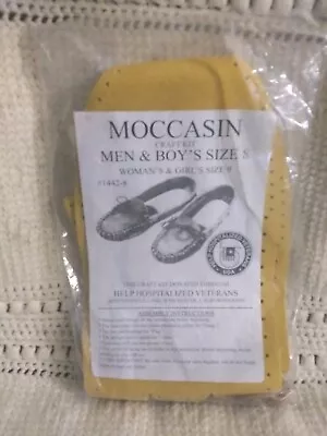 Moccasin Craft Kit Men & Boys Size 8 & Woman & Girls Size 9 Tan Leather: New • $17