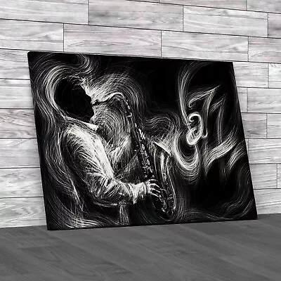 Creative Jazz Sax Tunes Abstract Music For Black White Canvas Print Large • £14.95