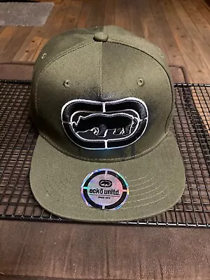 Mens Ecko Unltd Big Rhino Olive Green Hat Snapback Adjustable Cap One Size • $9.97