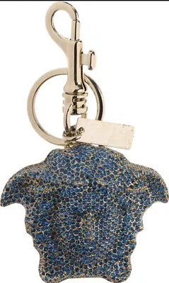 VERSACE Blue Crystal Palazzo Medusa Keychain/Charm NIB • $595