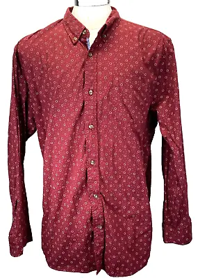 Lee Shirt Men's XXL Red Contrast Cuffs Button Down Regular Fit Polka Dot/Floral • $17.95